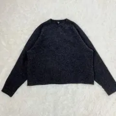 ユニクロ 現行モデル2025年 スフレヤーンクルーネックセーター グレー M