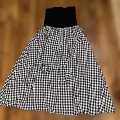 マタニティ　フレアースカート　ギンガムチェック