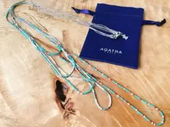 【AGATHA】アガタ　ターコイズブルービーズ　5連　ロングネックレスのサムネイル
