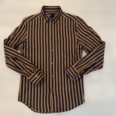 H&M、エイチアンドエム、ストライプ、ボタンシャツ、ボーダー、ブラウンと黒、XS