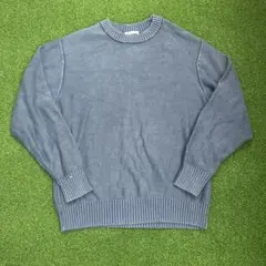 青 ニット クルーネック セーター S