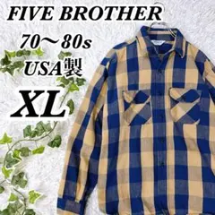 70〜80s USA製 FIVE BROTHER 三角タグ ネルシャツ XL