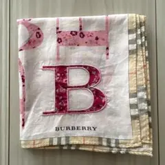 BURBERRY ピンク ロゴ ハンカチ バーバリー