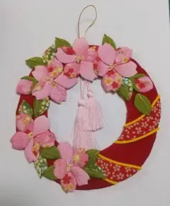 春色 押絵リース／ハンドメイド／桜／和柄／インテリア飾り（ちりめん布） 53