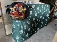 獅子頭 雄型 木製 木彫り 時代物 アンティーク 置物 縁起物 獅子舞 獅子頭 木彫 魔除け 祭 置物 古美術 神楽 木製 木彫 縁起物