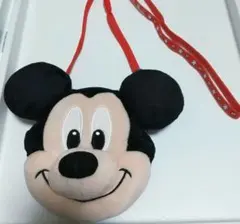 ミッキーマウス パスケース 赤いストラップ付き ディズニー ポーチ