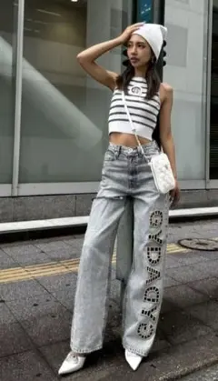 ハイウエストGYDA CUT OUT SIDE RIPPEDデニムパンツのサムネイル
