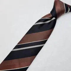 【LES MUES】ネクタイ ストライプ レジメンタル ブラウン AOKI
