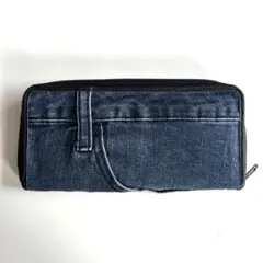 デニムリメイク長財布 ラウンドファスナー ウォレット 財布 美品
