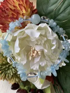 天然石☆アクアマリン＆水晶ブレスレット