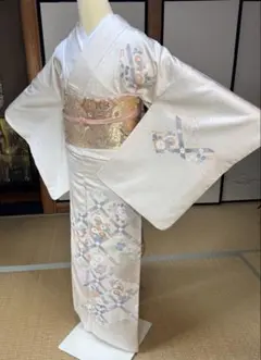 正絹上品な訪問着4点フルセット 訪問着　袋帯　帯締め帯揚げ