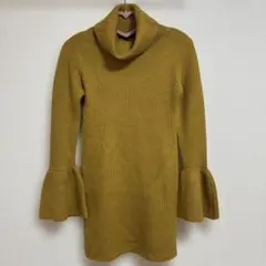 リブ編みタートルネックニットワンピース rienda マスタードイエロー S