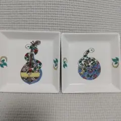 花やか♪北村和義〈白蛇、琵琶、宝尽くし〉九谷焼 角皿 金運・縁結び