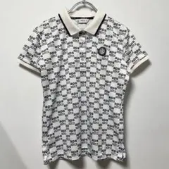 Lサイズ and per se ポロシャツ ロゴ 総柄 半袖 ゴルフ レディース