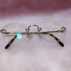 ＥＤＷＩＮ オーバル型度付きメガネ メタルフレーム べっ甲模様