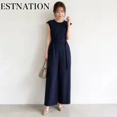 ESTNATION オールインワン ネイビー ベルト付 36 ノースリーブのサムネイル