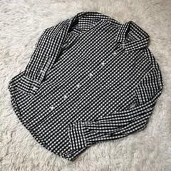 ナノユニバース　NANO UNIVERSEギンガムチェック 長袖シャツ　白黒