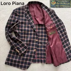 未使用級✨Loro Piana テーラードジャケット チェック カシミヤシルクのサムネイル