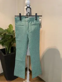 美品♪ZARA グリーンギンガムチェックカプリストレッチパンツ
