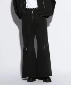 HARE ブラックフレアパンツ サイドジッパー付き