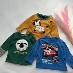 birthday90㎝裏起毛3点セットトレーナー動物モチーフ
