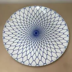 26cm 大皿 ワンプレート 色染流し 飛び鉋デザイン ターコイズ 波佐見焼