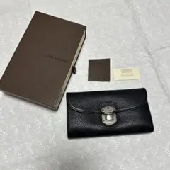 極美品】 ロウナー ロンドン 長財布 金ロゴ ロープロゴ 黒 ブラック