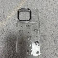 リボン装飾付きクリアiPhone17proケース
