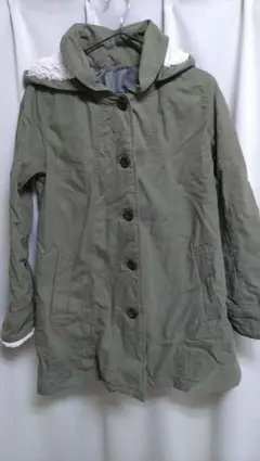 オリーブ色 フード付きモッズコート Mサイズ