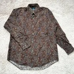 【XmasSALE】Full Mark 総柄シャツ ペイズリー柄 長袖シャツ