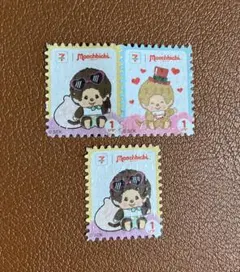 신품 미사용 タイ限定 セブンイレブン モンチッチ 切手風シール3枚