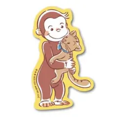 耐水・耐光　塩ビ ステッカー 「 おさるのジョージ ニョッキと一緒」