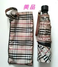 【美品】バーバリーズ 長傘 ノバチェック ロゴ 持ち手・取手木製 シュリンク付き 美品】バーバリーズ 長傘 ノバチェック ロゴ 持ち手・取手木製
