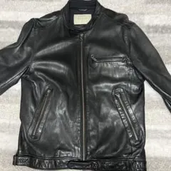ナノユニバース 黒レザーライダースジャケット