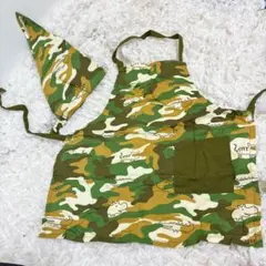 130 こどもエプロン　三角巾　食育　恐竜　迷彩　男の子