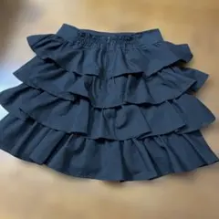 メゾピアノジュニアフリル付き黒キュロットスカート160