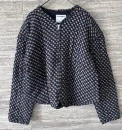 オールドネイビー 総柄 ジャケット ノーカラー長袖 黒 綿 お出かけのサムネイル