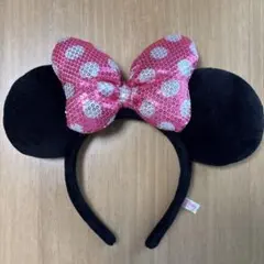 ディズニー　カチューシャ　ピンク　水玉