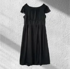 千趣会 ベルメゾン M ワンピース ひざ丈 半袖 ドット 水玉 春夏 上品