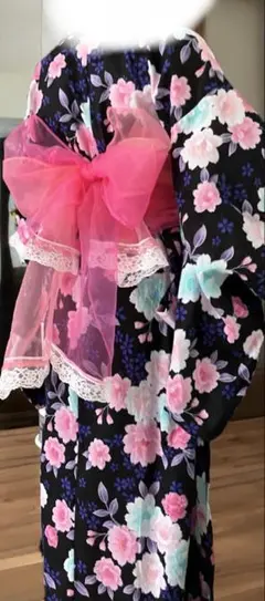 美品　浴衣　150センチ　花柄　夏　祭りのサムネイル
