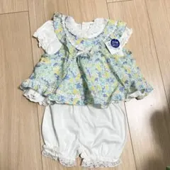 ベビー服 フリル付き花柄セット 90cm