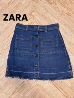 【美品】ZARA WOMAN ボタン付きデニムミニスカート