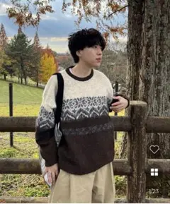 nugu resoll ノルディック柄ウール混紡セーター