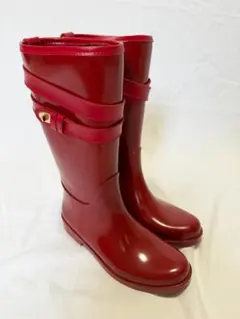 コーチ COACH レインブーツ ロング ラバー ベルト US6B（23cm）赤のサムネイル
