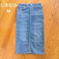 デニム ロングスカート　ストレート　ストレッチ　ゴムウエスト　M　しまむらのサムネイル