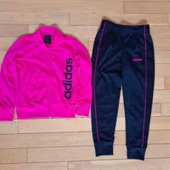 adidas 130ジャージセット ピンク/黒