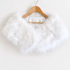 ホワイト フェザーショール 着物用 成人式 ファー