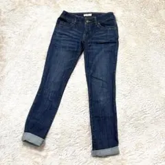 any sis スキニーデニム ダークブルー　ストレッチ　美シルエット