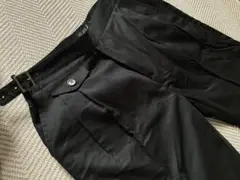 未使用 ミリタリー グルカパンツ 黒 ダブルプリーツ スラックス ベルト付