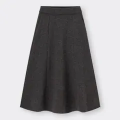 GU ブラッシュドリブフレアロングスカート(丈標準81.0～88.0cm)